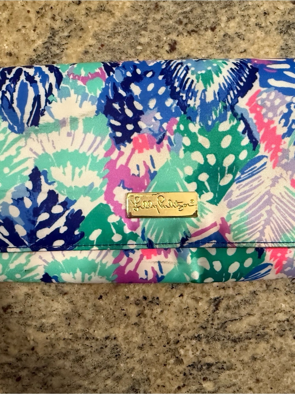 Lilly Pulitzer Floral Fold-Over Clutch in Blue, Teal & Pink